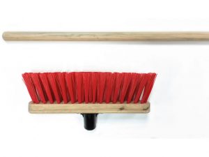 Stiff Red PVC Broom Head 290mm + Handle