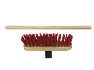 Red PVC Deck Scrubbing Brush 225mm + Handle
