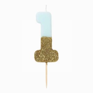 Birthday Candle 1 Blue/Gold