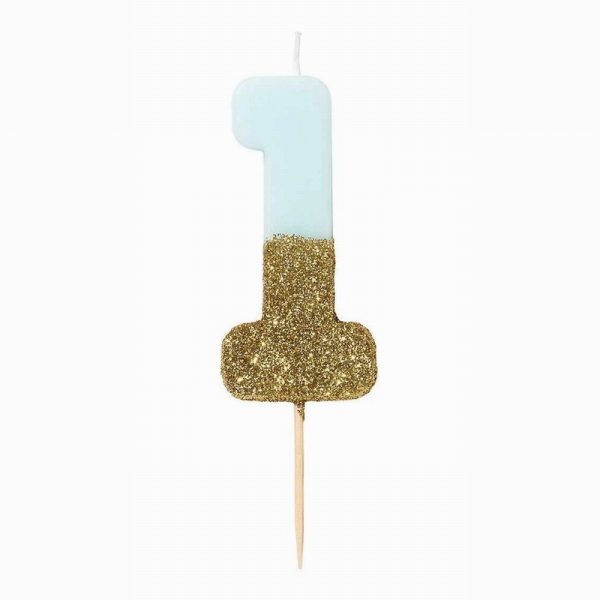 Birthday Candle 1 Blue/Gold