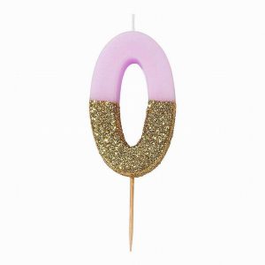 Birthday Candle 0 Pink/Gold