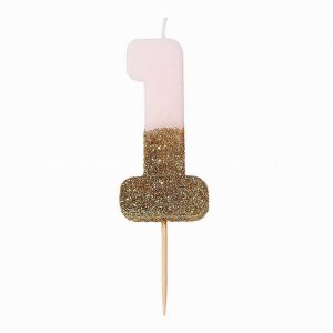 Birthday Candle 1 Pink/Gold