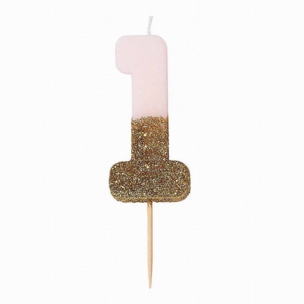 Birthday Candle 1 Pink/Gold