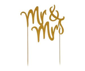 Mason Cash Mr & Mrs Gold Glitter Cake Topper