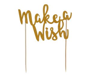 Mason Cash Make A Wish Gold Glitter Cake Topper