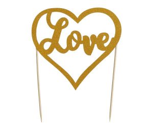 Mason Cash Love Gold Glitter Cake Topper