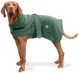 Danish Designs Dog Towelling Robe- Green (40cm/ 16″)