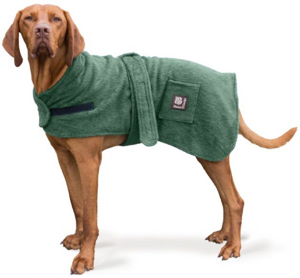 Danish Designs Dog Towelling Robe- Green (40cm/ 16")