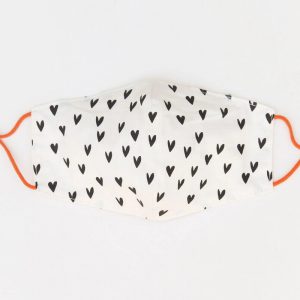 Caroline Gardner Cream Hearts Cotton Face Mask