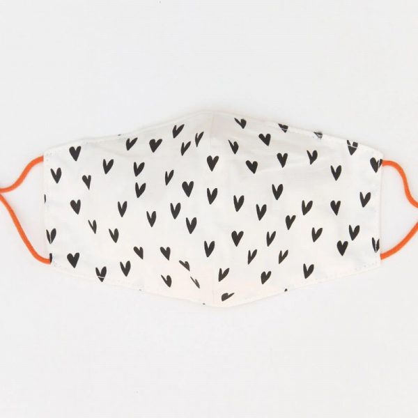 Caroline Gardner Cream Hearts Cotton Face Mask
