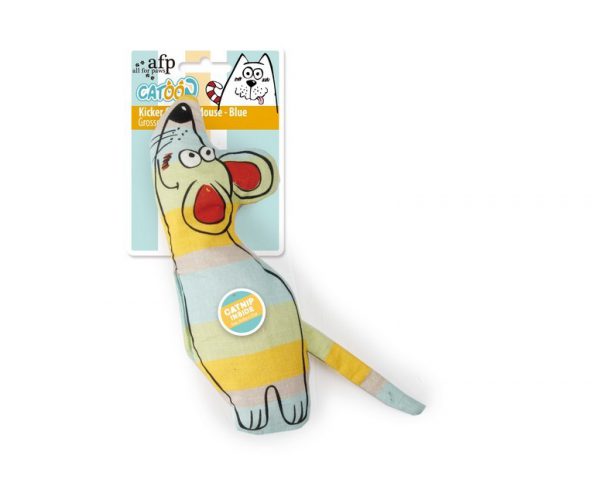 All For Paws Catoon Kicker Curious Mouse Blue