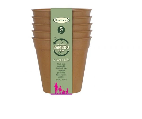 Haxnicks Bamboo Pot 4in Terracotta x 5