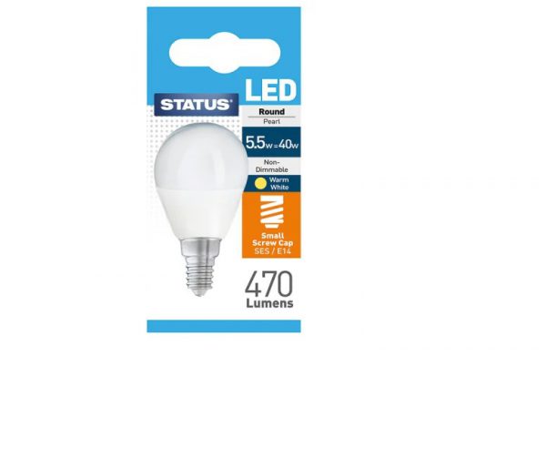 Round LED 5.5W 470Lm Pearl Small Edison Screw Warm White Box