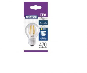 Round Filament LED 4W 470 Lumen Clear Edison Screw Warm White