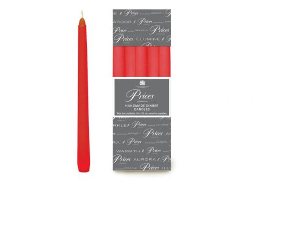 Prices Venetian Tapered Candle Red 10in single