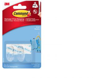 Command Small Clear Hooks with Clear Strips x2