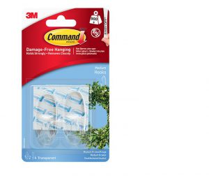 Command  Medium Clear Hooks with Clear Strips x2