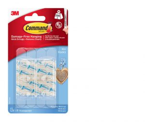 Command Mini Clear Hooks with Clear Strips x6