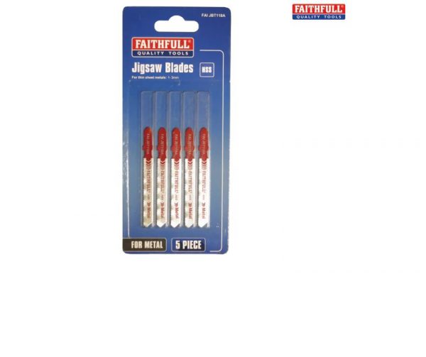 Faithfull HSS Metal Cutting Jigsaw Blades Pack of 5 (T118A)