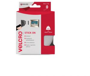 Velcro Stick On Tape White 20mm x 2.5m