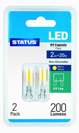 2w= 200 lumens – Status – LED – G9 – Warm White