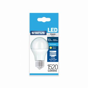 13w = 100w = 1520 lumens – Status – Dimmable LED – GLS – ES