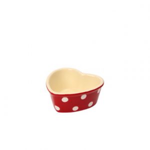 Dexam Polka Dot Heart Ramekin – Claret Red, Ceramic