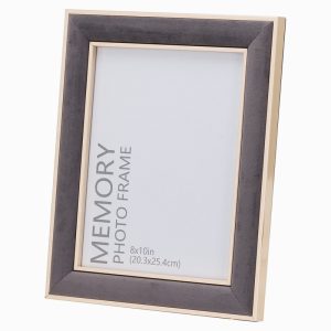 Photo Frame Grey Velvet With Gold Edging 8x10cm