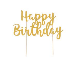 Mason Cash Cake Topper Happy Birthday Gold