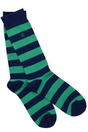 Lime Green Striped Bamboo Socks Mens Size 7-11