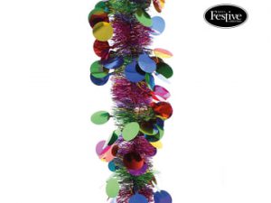 Festive Double Large Pom 5 Stripe Tinsel 2m