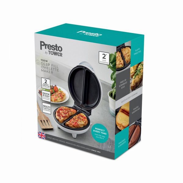 Tower Presto 750W Deep Fill Omelette Maker White