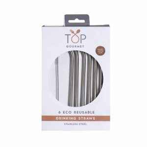 Reusable Stainless Steel Straws and Cleaning Brush Set