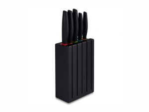 Tower Colour Coded Knife Block Set Five Piece Black