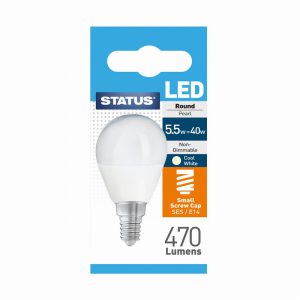 Round LED 5.5W 470 Lumen Pearl Small Edison Screw Cool White