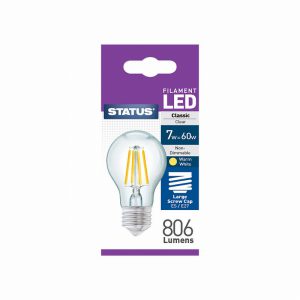 7w 806 lumens Filament LED GLS  ES Clear Warm White