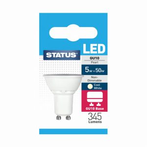 4w = 360 lumens Status  LED GU10 100°  Pearl Cool White