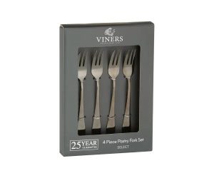 Viners Select Grey 4pce Pastry Fork Set Giftbox