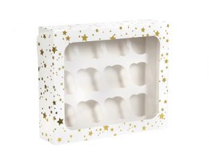 Annivhs 12 Cupcake Box Gold Star