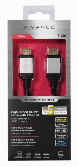 Premium High Speed HDMI® cable with Ethernet, 1,2m