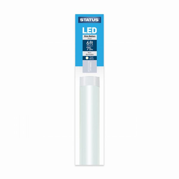 6ft/2400mm 75w = 6700 lumens Status LED Slim Line Batten Pearl