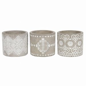 Grey Pattern Candle Holder (Single)- Assorted Designs