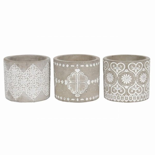 Grey Pattern Candle Holder (Single)- Assorted Designs