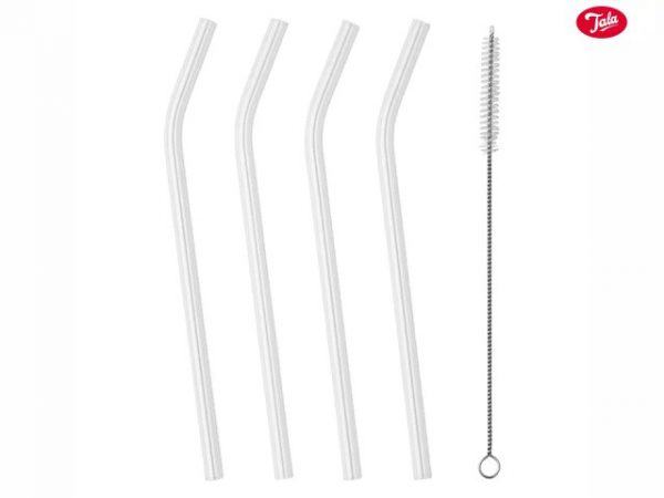 Tala Bent Glass Straws + Brush x 4 - Image 2