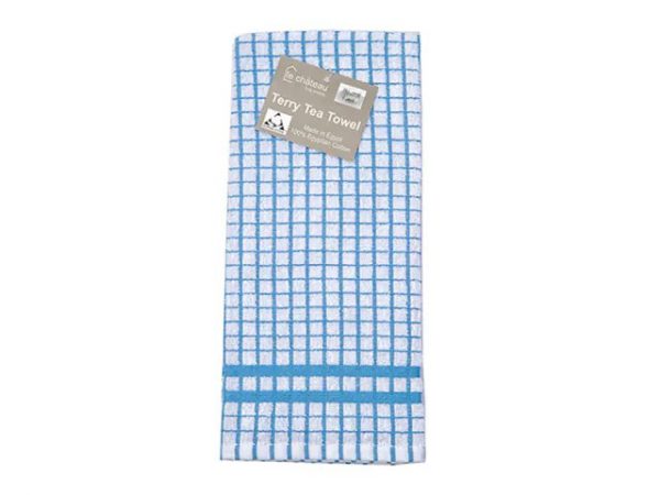 LeChateau Terry Tea Towel Blue/ White Check
