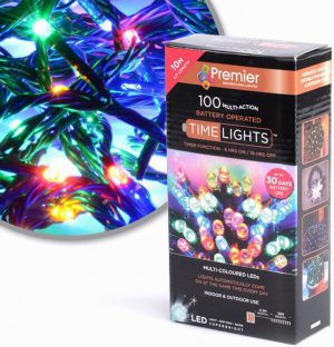 Premier Christmas Battery LED Lights x 100 Multi-Coloured