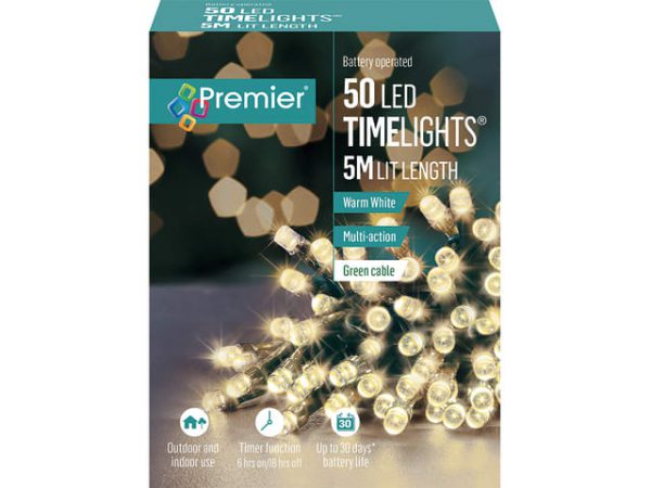 Multi-Action Light + Timer 50LED Warm White LB112382WW