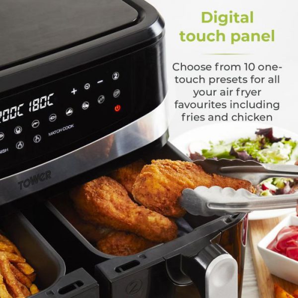Vortx 9 Litre Dual Basket Air Fryer T17088 - Image 5