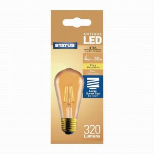Status 320 Lumens Pear Golden Light Bulb Crystalite Antique LED