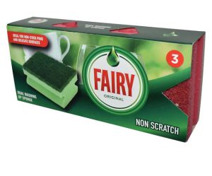 Fairy Dual Sponge Scourer + Crystals x 3